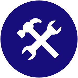 Hand Tools Icon on Blue Background